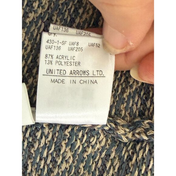 Monkey Time XL Button-Up Knit Cardigan Sweater With Teal Collar & Geometric Patt - Picture 11 of 11